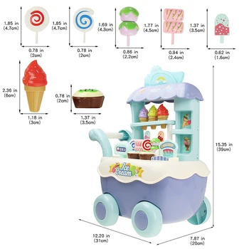 Jogo de Mini-Supermercado sorvete Carrinho de Compras Carrinho com Luz de Música Brincar de faz de conta Cozinha Brinquedos Para Meninas Crianças 5