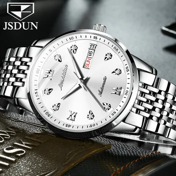 JSDUN Nova Automático Homens Relógio Mecânico de Exibição de Calendário e Homens de Negócios, Relógio Top Impermeável Relógio Relógio Masculino erros 8904