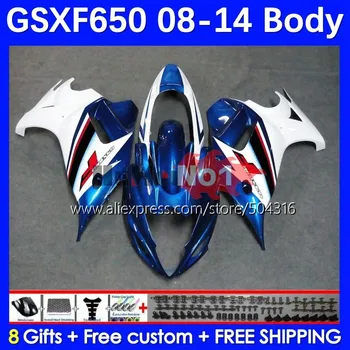 Kit Para GSX650F GSX 650F GSXF 650 F azul branco 24No.75 GSXF650 08 09 10 11 12 13 14 2008 2009 2010 2011 2012 2013 2014 Carenagem