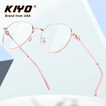 KIYO Marca 2020 Novas Mulheres Homens Moda Anti Óptico Leve Azul Armação de Metal Óculos de Armações de Óculos arredondados Óculos 9652 1