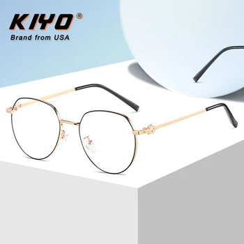 KIYO Marca 2020 Novas Mulheres Homens Moda Anti Óptico Leve Azul Armação de Metal Óculos de Armações de Óculos arredondados Óculos 9652 2