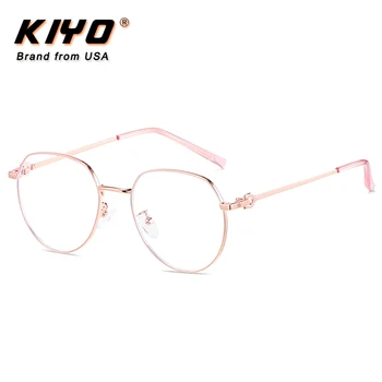 KIYO Marca 2020 Novas Mulheres Homens Moda Anti Óptico Leve Azul Armação de Metal Óculos de Armações de Óculos arredondados Óculos 9652 3