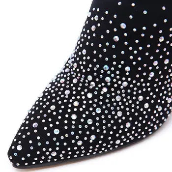 Koovan Mulheres Over-the-knee Boots 2020 Novo Diamond Alta Calcanhar Botas femininas Elástico Tecido Sexy Joelho Alto Botas Grandes Senhoras 43 4