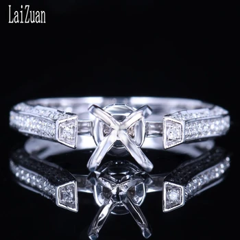 LaiZuan 6-7mm Corte Redondo Sólido 10k Ouro Amarelo Noivado Casamento Semi Monte Elegante Diamantes Naturais de Configuração de toque de Mulheres