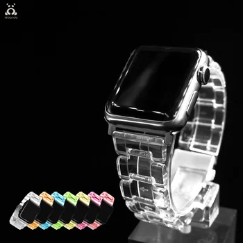 Lebanda correia de Relógio para a apple watchseries 7 6 SE 5 4band para iwatch 41 45mm transparência fivela dobrável resina de geléia candy color