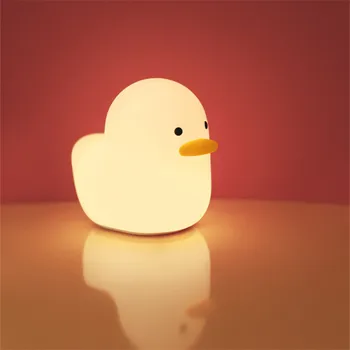 LED de Pato, Luz da Noite do Animal Bonito de Silicone Viveiro Mesa de Cabeceira Lâmpada Recarregável Cronometrado Dormir de Luz com Sensor de Toque para o Bebê 0