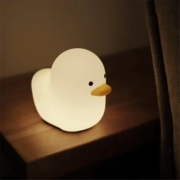 LED de Pato, Luz da Noite do Animal Bonito de Silicone Viveiro Mesa de Cabeceira Lâmpada Recarregável Cronometrado Dormir de Luz com Sensor de Toque para o Bebê 1