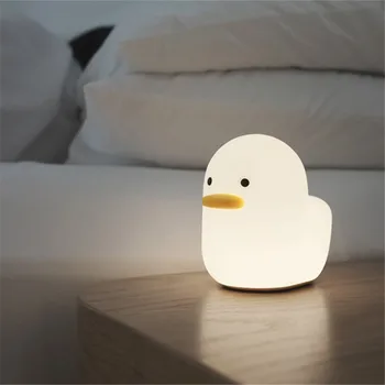 LED de Pato, Luz da Noite do Animal Bonito de Silicone Viveiro Mesa de Cabeceira Lâmpada Recarregável Cronometrado Dormir de Luz com Sensor de Toque para o Bebê 2