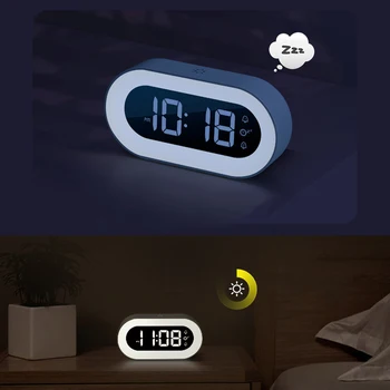 LED Relógio de Mesa de Luz Digital, Relógio Despertador Crianças de Presente de Natal Criativo Sleepping Quarto de Cabeceira, Candeeiro USB Relógios da área de Trabalho 4
