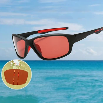 Lente vermelha Pesca Óculos para Ver Peixes Float Óculos de Homens, Óculos de sol Polarizados Homens de Condução Tons Masculina Óculos de Sol UV400 Óculos 1