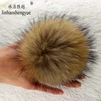 Linhaoshengyue Diâmetro 12cm-15cm Real Raccoon Pele Acessórios Bola