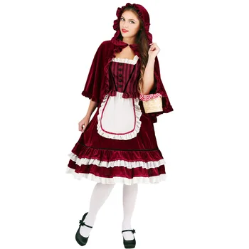 Little Red Riding Hood Traje Adulto Lolita Princesa Rainha Do Traje De Halloween Mulheres Fantasia De Festa A Fantasia Manto Roupa