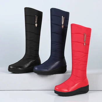 Lloprost ke nova chegada botas de neve de mulheres botas de cano alto feito de couro do PLUTÔNIO e para baixo panos quentes pernas 2020 inverno botas de pelúcia 3