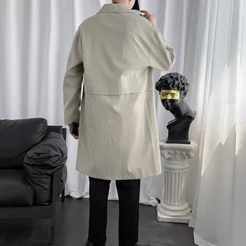 Longa Vala Homens Sólido Simples Botão Design Fashion Estilo coreano Alunos-jogo mais Solto e Casual Ins Retro Primavera Novo Outwear 2