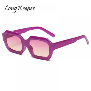 LongKeeper Retro Pequeno Retângulo De Óculos De Sol Das Mulheres Da Marca Do Designer Polígono Quadrado Óculos De Sol Das Senhoras Da Forma De Óculos De Sol Okulary