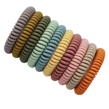 Lote 100 Pcs Grande Fio De Telefone Bandas De Borracha Elástico Candy Colors Fosco Espiral Bobina De Cabos Sólidos Laços De Cabelo 0