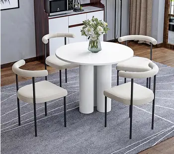 Madeira maciça família criativa tabela de hotel villa modelo de sala de jantar com mesa e cadeira combinação de moda para trás da cadeira