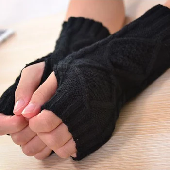 Malha Metade do Dedo Luvas de Mulheres Quentes de Lã Macia Luvas de Inverno Handschoenen Luvas Para Menina Guantes Invierno Mujer Luvas