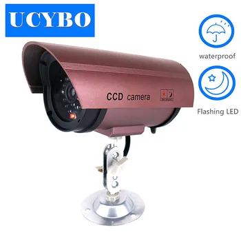 Manequim câmera falsa de segurança de casa de vigilância de vídeo ao ar livre indoor mini câmera cctv alimentado por bateria w/ led piscando