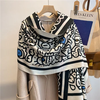 Marca de luxo Inverno Pashmina Cachecol para a Mulher de Design Bufanda Grosso Cobertor de Cashmere Xale Envolve Poncho Feminino Echarpe Bandana Novo 1