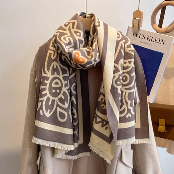 Marca de luxo Inverno Pashmina Cachecol para a Mulher de Design Bufanda Grosso Cobertor de Cashmere Xale Envolve Poncho Feminino Echarpe Bandana Novo 2