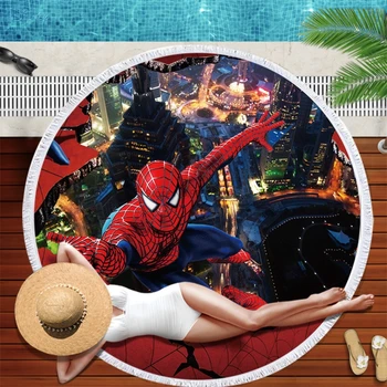 Marvel Homem Aranha desenhos animados Verão Toalha de Banho 150cm Redondo e Macio Toalha de Praia Férias de Yoga Rastreamento de toalha de Piquenique Crianças Menino de Presente
