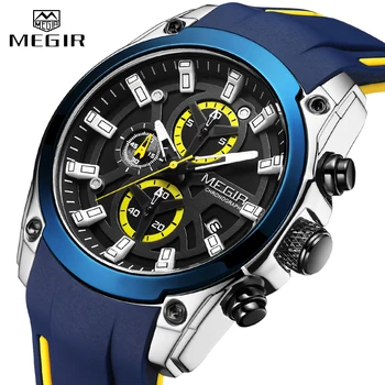 MEGIR de Moda de Nova Mens Relógios de alto Luxo da Marca do Esporte Relógio de Quartzo Cronógrafo dos Homens Impermeável Luminoso do relógio de Pulso Relógio Data