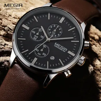 MEGIR Original Assistir Homens de melhor Marca de Luxo Homens Relógio de Couro Relógio Homens Relógios Relógio Masculino Horloges Mannen conjuntos de quarto de Saat