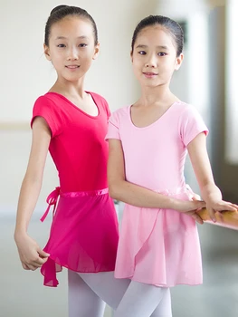 Meia calça infantil manga curta dança ternos de ballet de uma peça de meninas' exercício ternos ginásio ternos