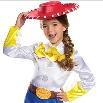Menina do Toy Story Jessie Cosplay do Traje da Festa de Halloween de Woody Roundup Cowgirl Jessie, dinâmicas de grupo Terno para Menina 0