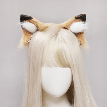 Meninas Animal Leão Ouvidos Headwear Cauda Conjunto De Pelúcia Cabelo Aro Festa Touca De Anime Cosplay Acessórios De Festa 3