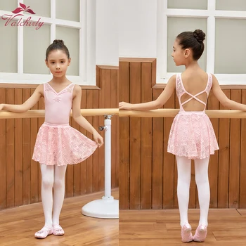 Meninas novas Bailarina de Ballet Dança Fantasia de Crianças de Flor de Renda de Roupa Collant com Saia Pink Preto Roxo Cores