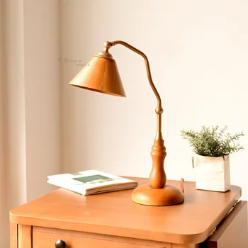 Mesa de madeira lâmpada simples retro personalizado estilo industrial criativa novo Chinês-de-cabeceira de mesa ajustável