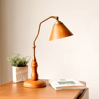 Mesa de madeira lâmpada simples retro personalizado estilo industrial criativa novo Chinês-de-cabeceira de mesa ajustável 1
