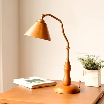 Mesa de madeira lâmpada simples retro personalizado estilo industrial criativa novo Chinês-de-cabeceira de mesa ajustável 2