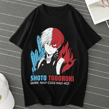 Meu Herói Academia Anime T-Shirt Shoto Todoroki Camiseta Vintage Camiseta Punk Tee Boku no Herói Academia Unisex Camiseta de Manga T-shirts 0
