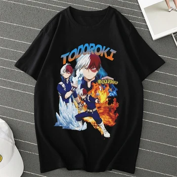 Meu Herói Academia Anime T-Shirt Shoto Todoroki Camiseta Vintage Camiseta Punk Tee Boku no Herói Academia Unisex Camiseta de Manga T-shirts 3