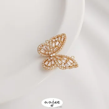 Micro-embutidos zircão borboleta grande colar de cadeia de camisola pingente de ouro 14K proteção da cor pingente de diy acessórios de jóias