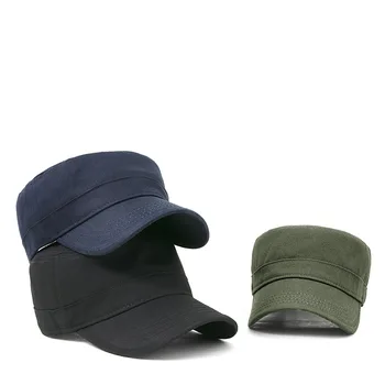 Militar Caps Homens Ajustável Clássico Simples Chapéus Vintage Militares Do Exército Cadete Chapéu De Estilo Respirável Com Proteção Solar Casual Caps