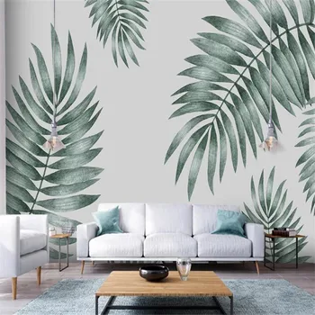 Milofi personalizados grande impressão 3D papel de parede mural Nórdicos minimalista pintado a mão pequena de frutas tropicais da folha da planta na parede do fundo