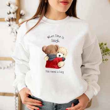 Moda Bonito dos desenhos animados Abraço de Urso de Pelúcia Casaco de Outono/Inverno Espessamento Plus-size Homens e Mulheres Hoodies Amantes Capuz S-4XL 4