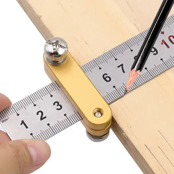 Moda DIY Régua de Aço de Posicionamento de Bloco de Madeira Escriba Desenho de Marca de Linha de Medidor de Carpinteiro Ferramenta de Medição Ferramentas de Carpinteiro