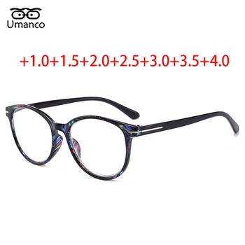 Moda do teste Padrão de Flor de Impressão Óculos de Leitura para as Mulheres, Homens Rodada do PC do Quadro de Luz Azul Filtro Anti-fadiga Presbiopia Óculos +1.5