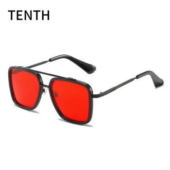 Moda Feixe Duplo Quadrado Grande Armação Óculos De Sol Em Metal O Óculos Da Moda Modificado Textura Macho Man Óculos De Sol