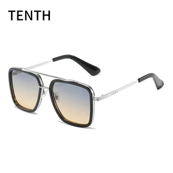 Moda Feixe Duplo Quadrado Grande Armação Óculos De Sol Em Metal O Óculos Da Moda Modificado Textura Macho Man Óculos De Sol 5