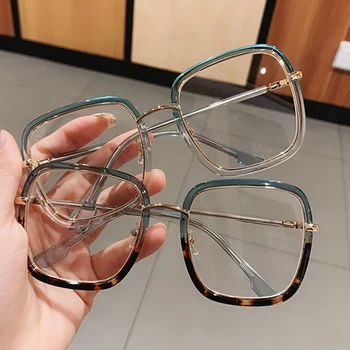 Moda Grande Moldura Quadrada Óculos Quadro Clássico De Grandes Dimensões Limpar Vidros Ópticos Computador Óculos Óculos Unissex Vintage 3