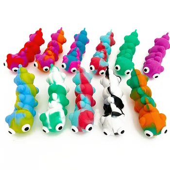 Moda Kawaii Transformar arco-íris de Talão de Quebra-cabeça Aliviar Squeeze Crianças Caterpillar 3D Silicone Convexo Olho de Ventilação de Descompressão de Brinquedo