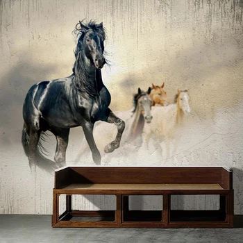 Moderna feita sob encomenda Simples correr de Cavalo Personalidade Mural 3D papel de Parede de Sala de estar com TELEVISÃO, Sofá de Casa de Decoração de Papel de Parede Para parede 3D