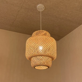 Moderno bambu lustre tecido a mão a lâmpada de Arte, sala de jantar lanterna lustre quarto quarto de iluminação do restaurante