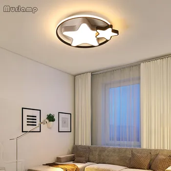 Moderno candeeiro de tecto LED duplo estrela da luz de teto de desenhos animados para crianças, quarto lâmpada de decoração de casa de suspensão de iluminação iluminação
